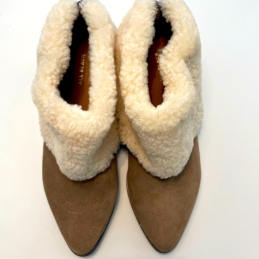 All Black brand Shearling Leather booties, Size 10